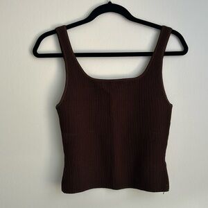 Aritzia Babaton sculpt knit tank dark brown. Snag at the front (picture). Size M